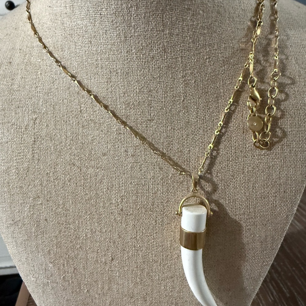 Stella & Dot Gold Necklace with White Horn Pendant